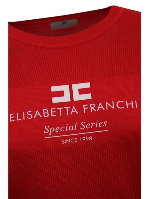 Maglia in viscosa punto rete con logo a intarsio Elisabetta Franchi | MK81Q46E2CG5